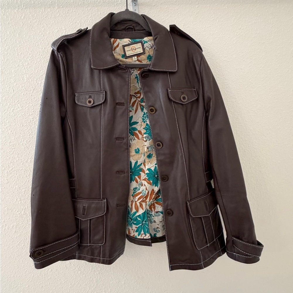 Vintage Women's Brown Jacket with Floral Lining